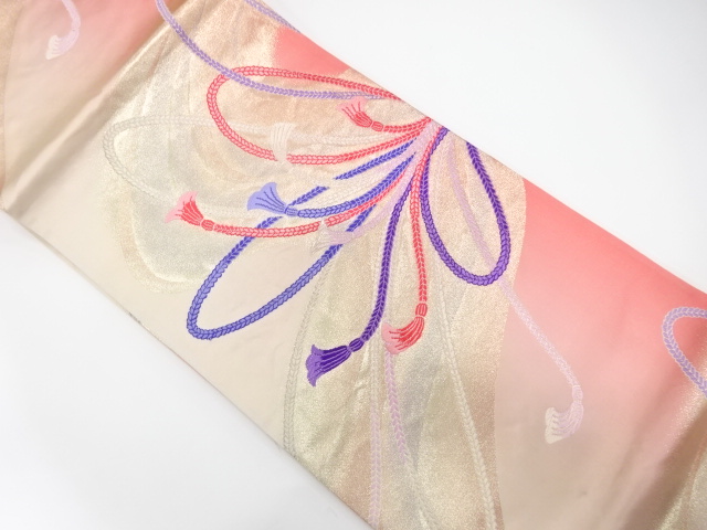 組紐模様織り出し　暈し　袋帯